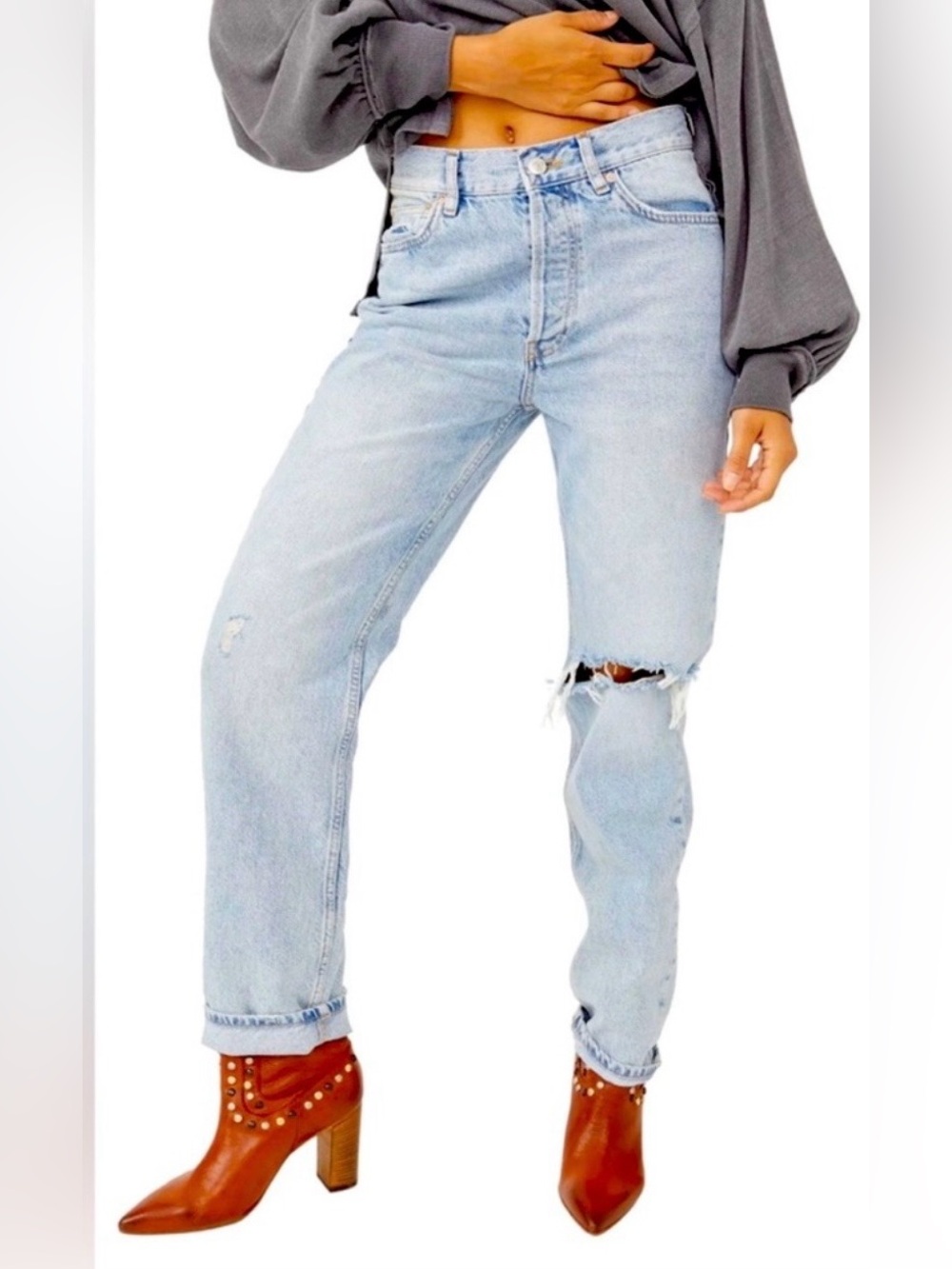 We The Free Lasso high-rise straight-leg jean Women’s 29 Free People Distressed